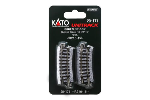 Kato 20171  N 216mm (8 9/16") Radius 15º Curve Track [4 pcs]