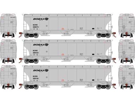 Athearn Genesis 90014  Trinity 3-Bay Hopper, BORX (3 Pack) #500158, 500170, 500179