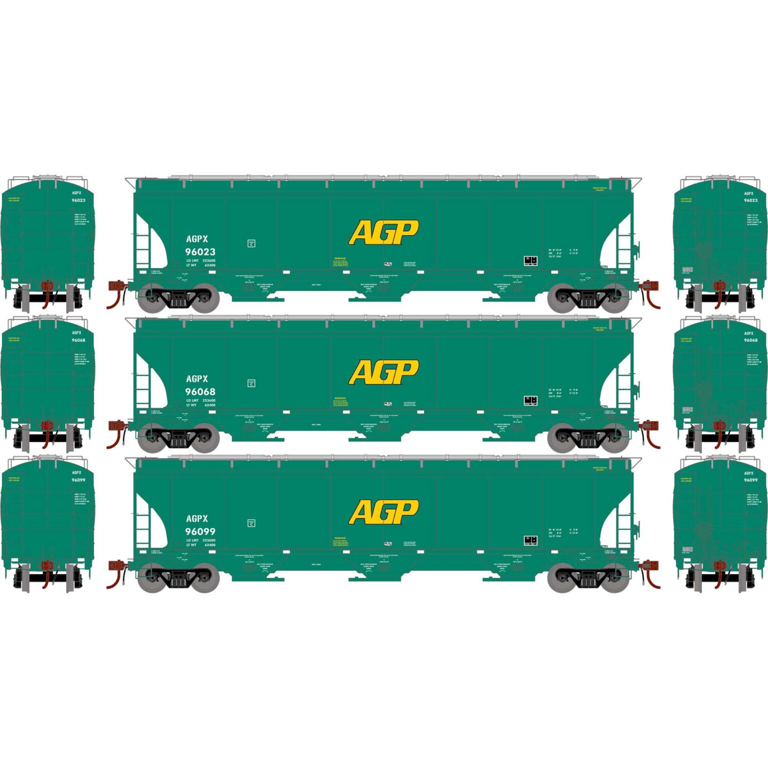 Athearn Genesis 97158   HO Trinity 3-Bay Hoppers, AGPX #96023/96068/96099 (3 Pack)