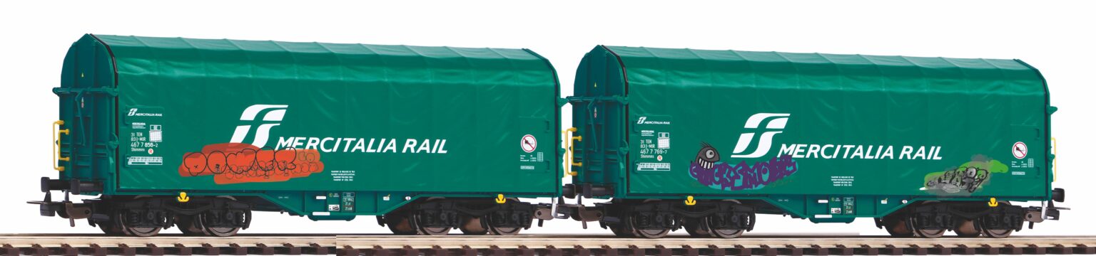 Piko 58255 2-pcs Sliding Tarp Wagon, Mercitalia - Piko Trains