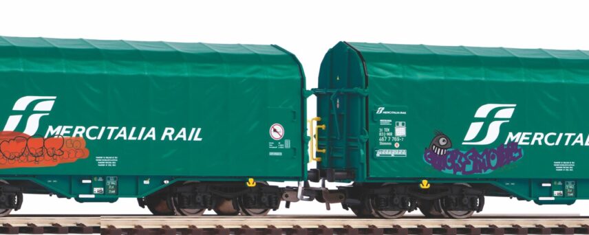 Piko 58255 2-pcs Sliding Tarp Wagon, Mercitalia - Piko Trains