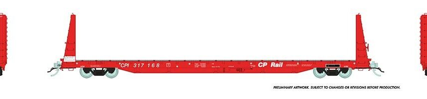 Rapido Trains 147001-1  Marine Industries Bulkhead Flatcar: CP Rail - Action Red #317000