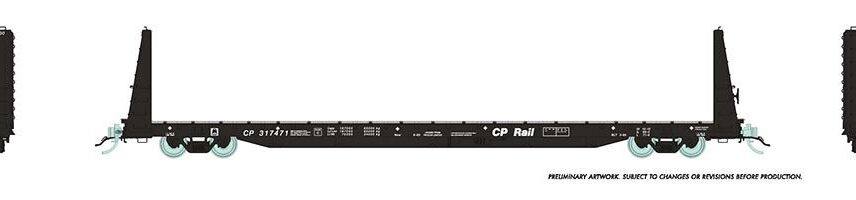 Rapido Trains 147002-3  Marine Industries Bulkhead Flatcar: CP Rail -Black #317471