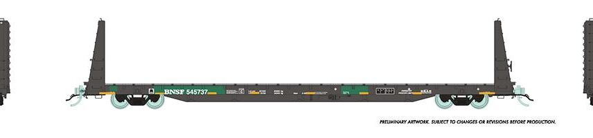Rapido Trains 147009-4  Marine Industries Bulkhead Flatcar: BNSF Railway (ex BC Patch) #545737