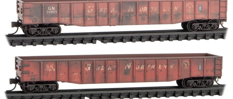 Micro Trains 99306001    2-pk Weathered Gondolas, Great Northern