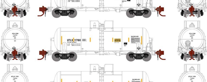 Athearn 15332  13,600-Galon Acid Tank, UTLX, White #11377, 11781, 11760 (3 Pack)