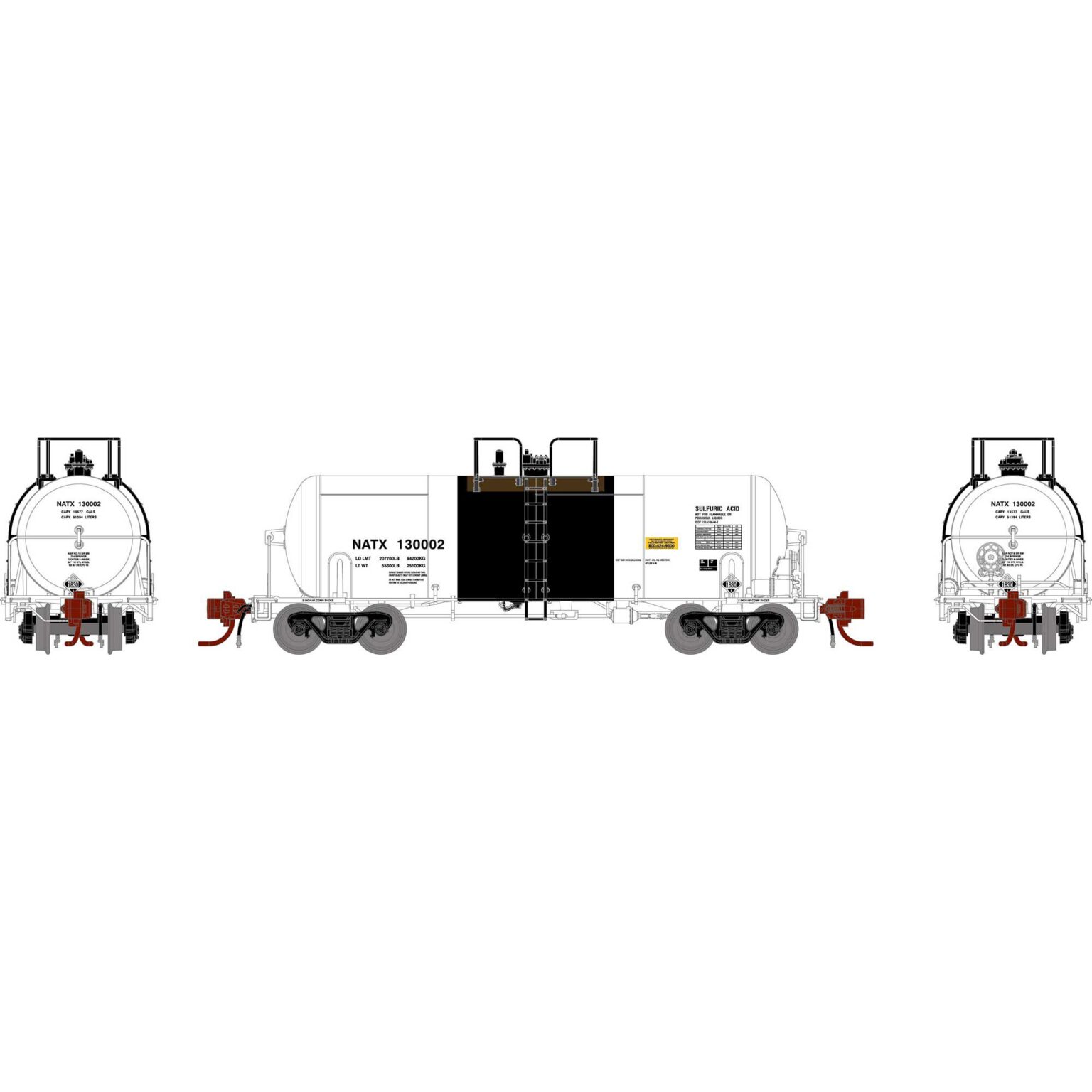 Athearn 15313  13,600-Gallon Acid Tank, NATX #130002