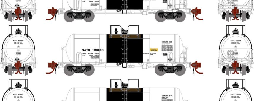 Athearn 15316  13,600-Gallon Acid Tank, NATX #130004, 130008, 130014 (3 Pack)