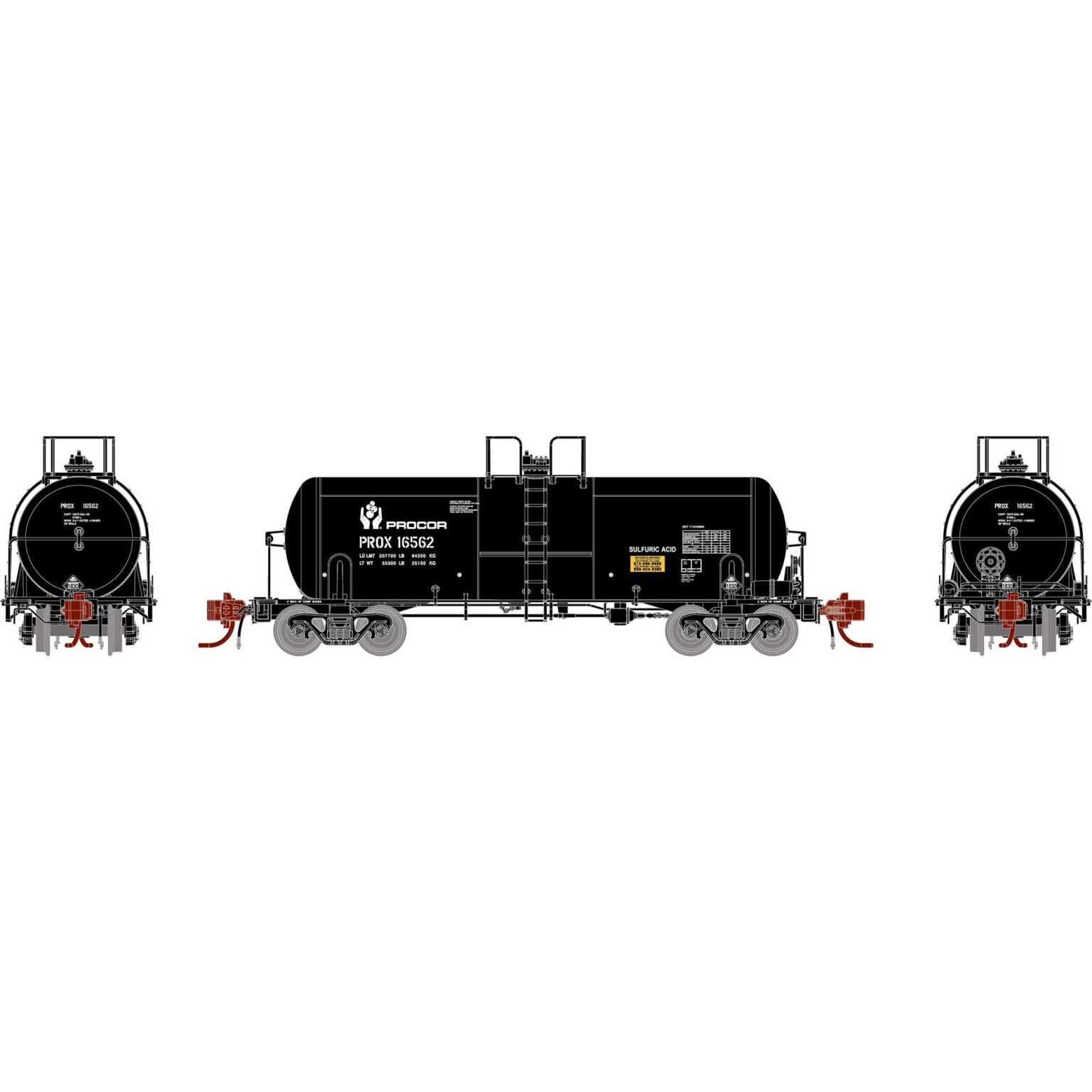 Athearn 15317  13,600-Gallon Acid Tank, PROX, Black #16562