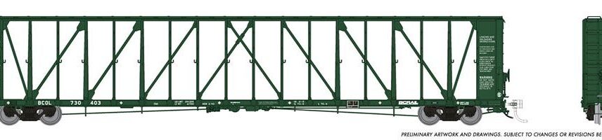 Rapido Trains 174001-4  HO NSC 73' Centerbeam Flatcar, BC Rail #730447