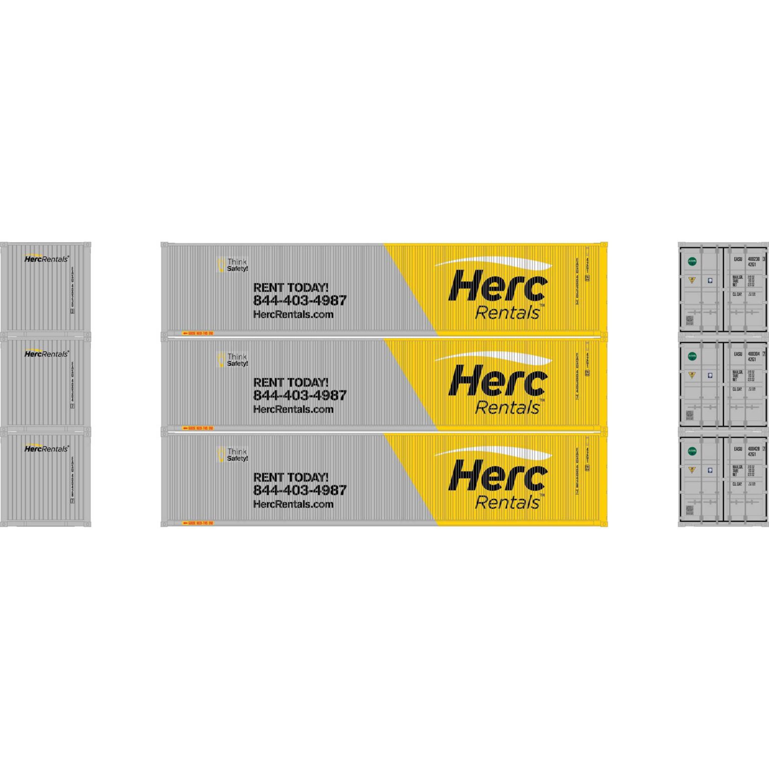 Athearn 16392  HO 40' Low Cube Container, EASU #2 (3 Pack)