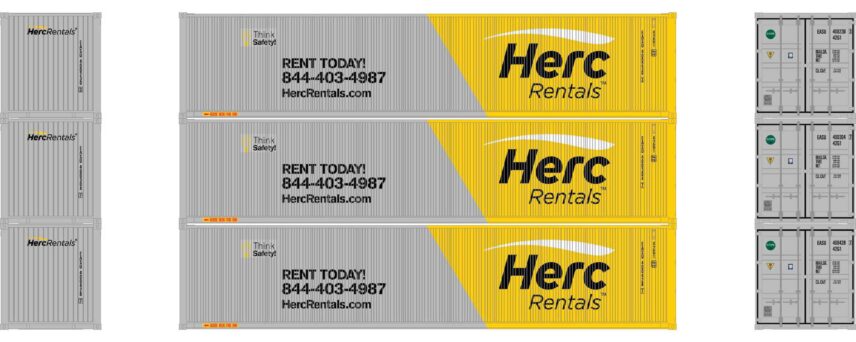 Athearn 16391  HO 40' Low Cube Container, EASU #1 (3 Pack)