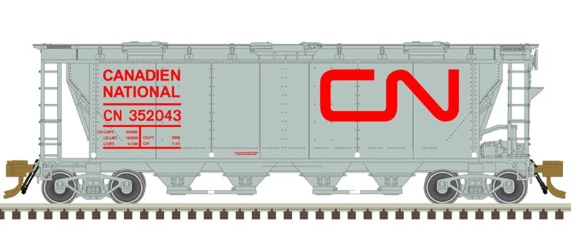 Atlas 20007156  Slab Side Covered Hopper, Canadian National - Noodle (6 Hatch) #352043
