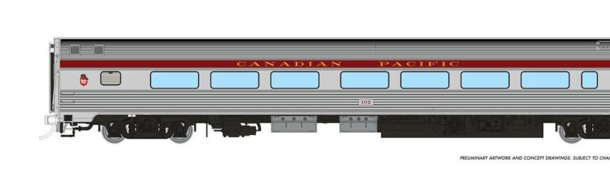 Rapido Trains 115100  HO Budd Coach, Canadian Pacific - Maroon #102