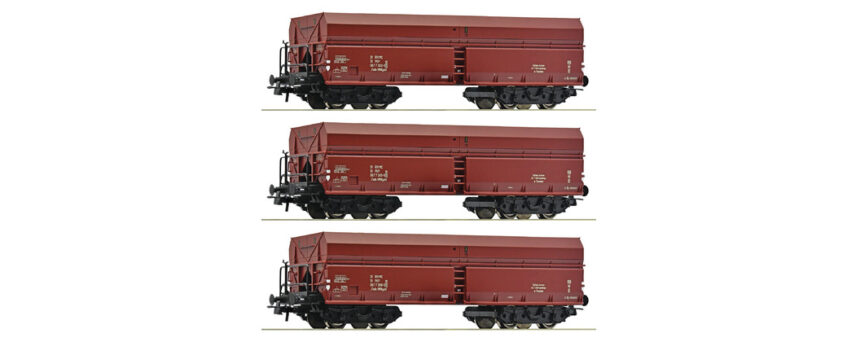 Roco 6600044   3 piece set: Self unloading hopper wagons, PKP