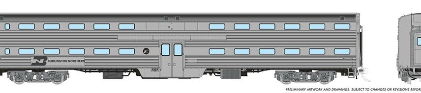 Rapido Trains 145003  Gallery Commuter Car: Burlington Northern Coach: Unnumbered