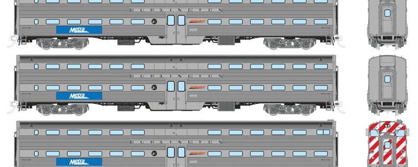 Rapido Trains 145004  Gallery Commuter Car: Metra - Burlington: Set #1 (Cab: 798 Coaches: 773, 768)