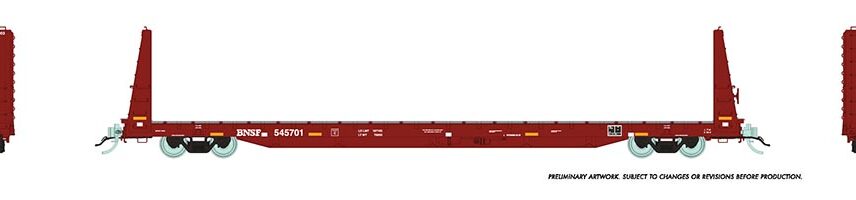 Rapido Trains 147008-1  Marine Industries Bulkhead Flatcar: BNSF Railway (Mineral Brown) #545701