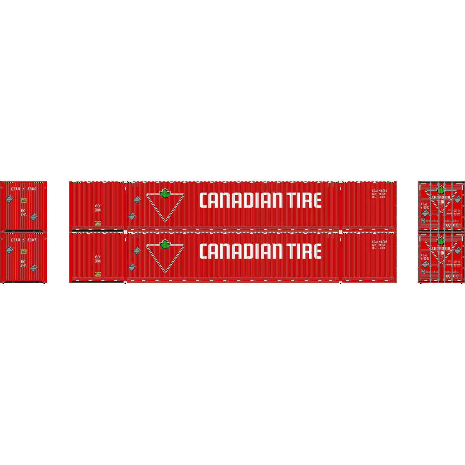 Athearn 28531  HO 60' Container, CDAU #618007 / 618080 (2 Pack)