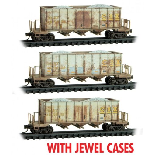 Micro Trains 98302208    N 3-Bay Weathered Hoppers 3-pk, CSX Gray #291374, 291469, 292055