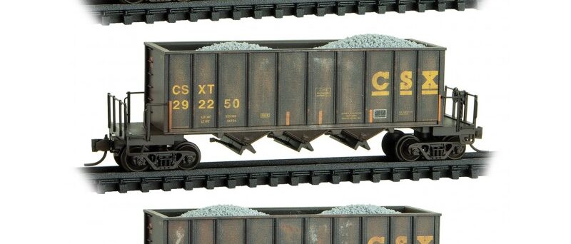 Micro Trains 98302209    N 3-Bay Weathered Hoppers 3-pk, CSX Black #292204, 292250, 292387
