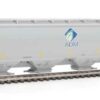 WalthersProto 105841  HO 67' Trinity 6351 4-Bay Covered Hopper, Archer-Daniels-Midland #63469 (gray, Leaf Logo, Yellow Conspicuity Stripes)