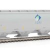 WalthersProto 105839  HO 67' Trinity 6351 4-Bay Covered Hopper, Archer-Daniels-Midland #63224 (gray, Leaf Logo, Yellow Conspicuity Stripes)