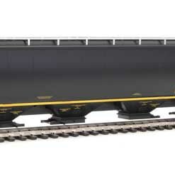 WalthersProto 105859  HO 67' Trinity 6351 4-Bay Covered Hopper, Trinity Industries Leasing TILX #570032 (black, gold; 75th Anniversary Logo)