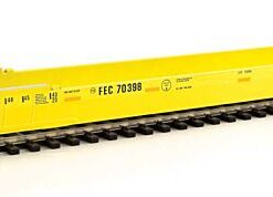 WalthersProto 109040  HO Gunderson Rebuilt All-Purpose 53' Well Car, Florida East Coast FEC #70398 (yellow, Hurricane logo)