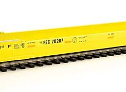 WalthersProto 109039  HO Gunderson Rebuilt All-Purpose 53' Well Car, Florida East Coast FEC #70207 (yellow, Hurricane logo)