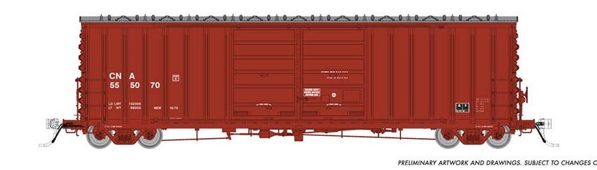 Rapido Trains 170008-1  HO PC&F B-70-69 Boxcar, Canadian National #555004