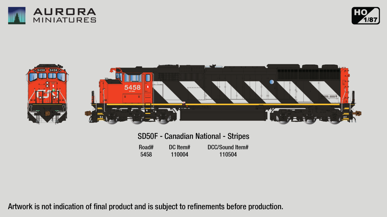 Aurora Miniatures 110004  HO GMDD SD50F, CN (Stripes) #5458 DC