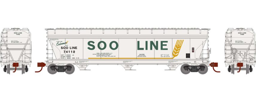 Athearn 12951  N ACF 4600 3-Bay Center Flow Hopper, SOO #74112