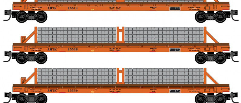 Micro Trains 98302234   N Amtrak Tie Loader 3-pk Jewel Case