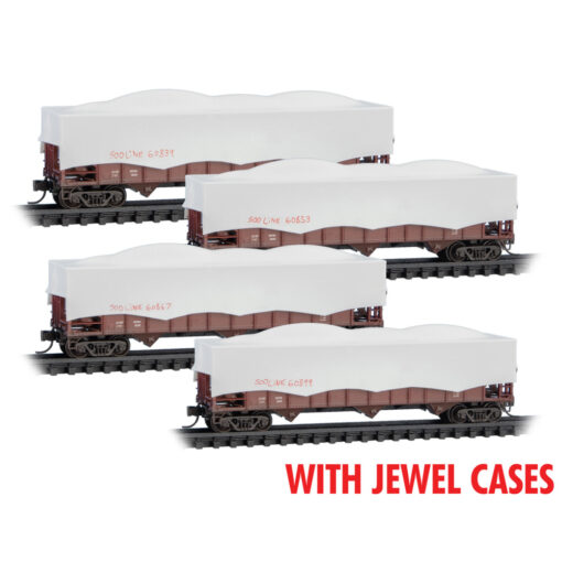 Micro Trains 98302239   N 100 Ton 3-Bay Hopper w/tarps, SOO Line MOW #60839, 60853, 60867, 60899 Jewel Case