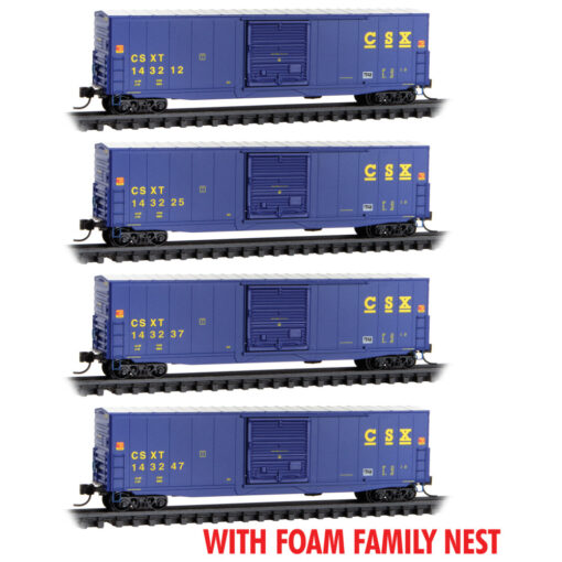 Micro Trains 99300220   N 50' Box Cars 4-Pack, CSX #143249, 143237, 143225, 143212 Foam Nest
