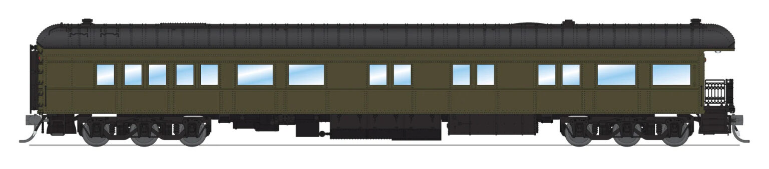 Broadway Limited  8961 HO Unlettered Business Car, Pullman Green w/ Balloon Roof
