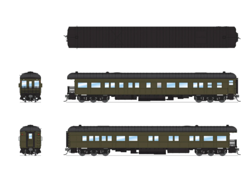 Broadway Limited  8961 HO Unlettered Business Car, Pullman Green w/ Balloon Roof