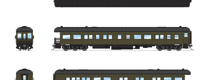 Broadway Limited  8961 HO Unlettered Business Car, Pullman Green w/ Balloon Roof