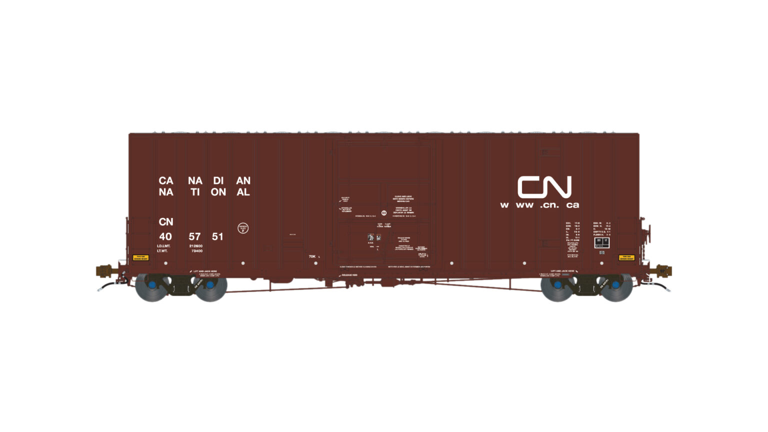 Aurora Miniatures 317001  HO Transcona Shops 50' Plate F Boxcar, CN #405750 (2003 Delivery w/ Dots)
