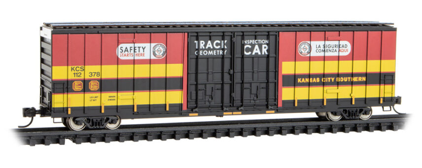Micro Trains 12300090   N 60' Rib Side Inspection car, Double Plug Door High-Cube, KCS #112378