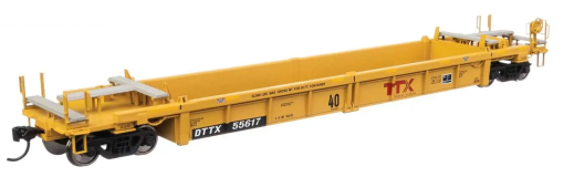 WalthersMainline 8429  HO Thrall Rebuilt 40' Well Car, TTX DTTX #53285 - red "Forward Thinking" TTX logo w/yellow conspicuity stripes
