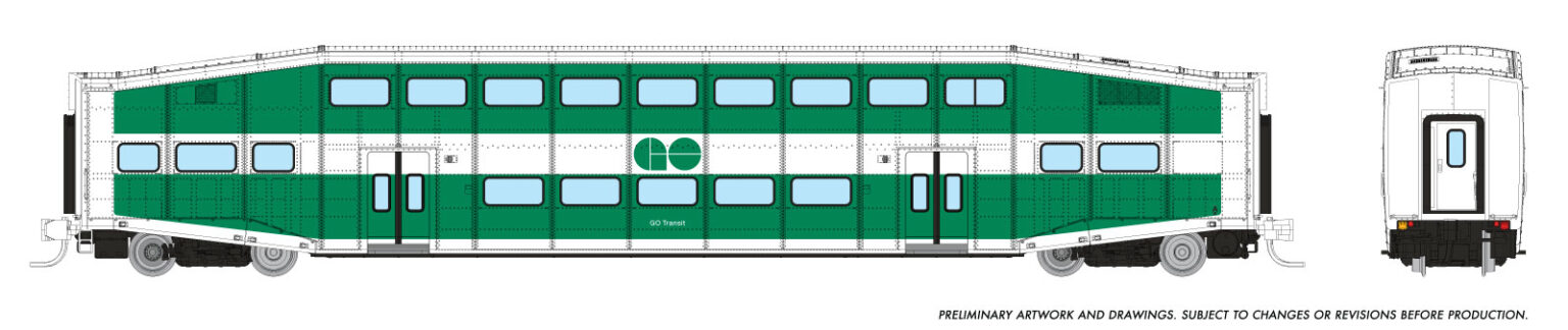 Rapido Trains 545015A  N Bilevel Commuter Car, GO Transit: Single Coach
