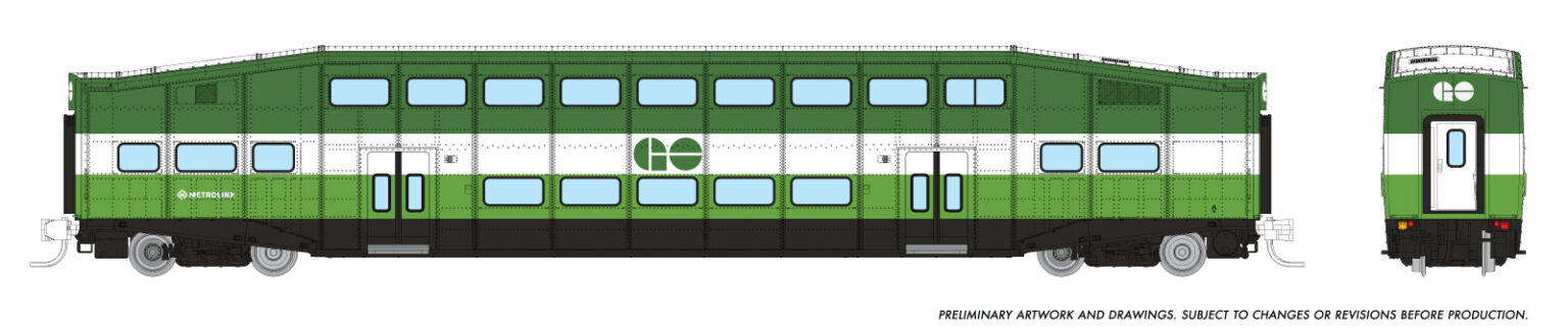 Rapido Trains 545018A  N Bilevel Commuter Car, GO/Metorlinx: Single Coach