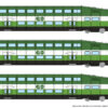 Rapido Trains 545018  N Bilevel Commuter Car, GO/Metrolinx Set #3 (Coaches: 2002 2065 2079)