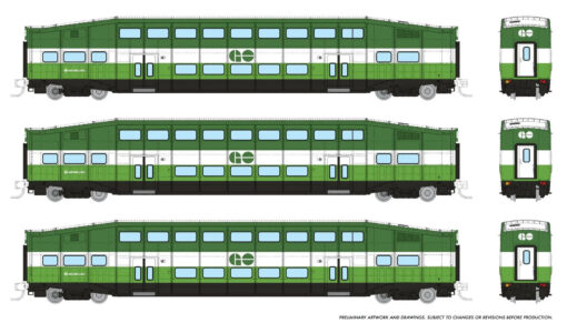 Rapido Trains 545018  N Bilevel Commuter Car, GO/Metrolinx Set #3 (Coaches: 2002 2065 2079)