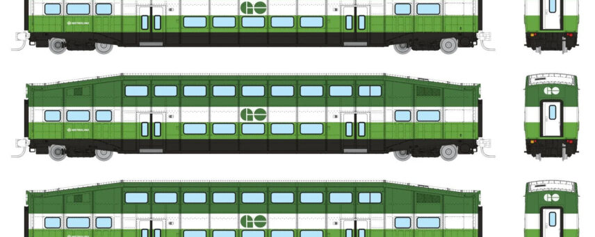 Rapido Trains 545018  N Bilevel Commuter Car, GO/Metrolinx Set #3 (Coaches: 2002 2065 2079)