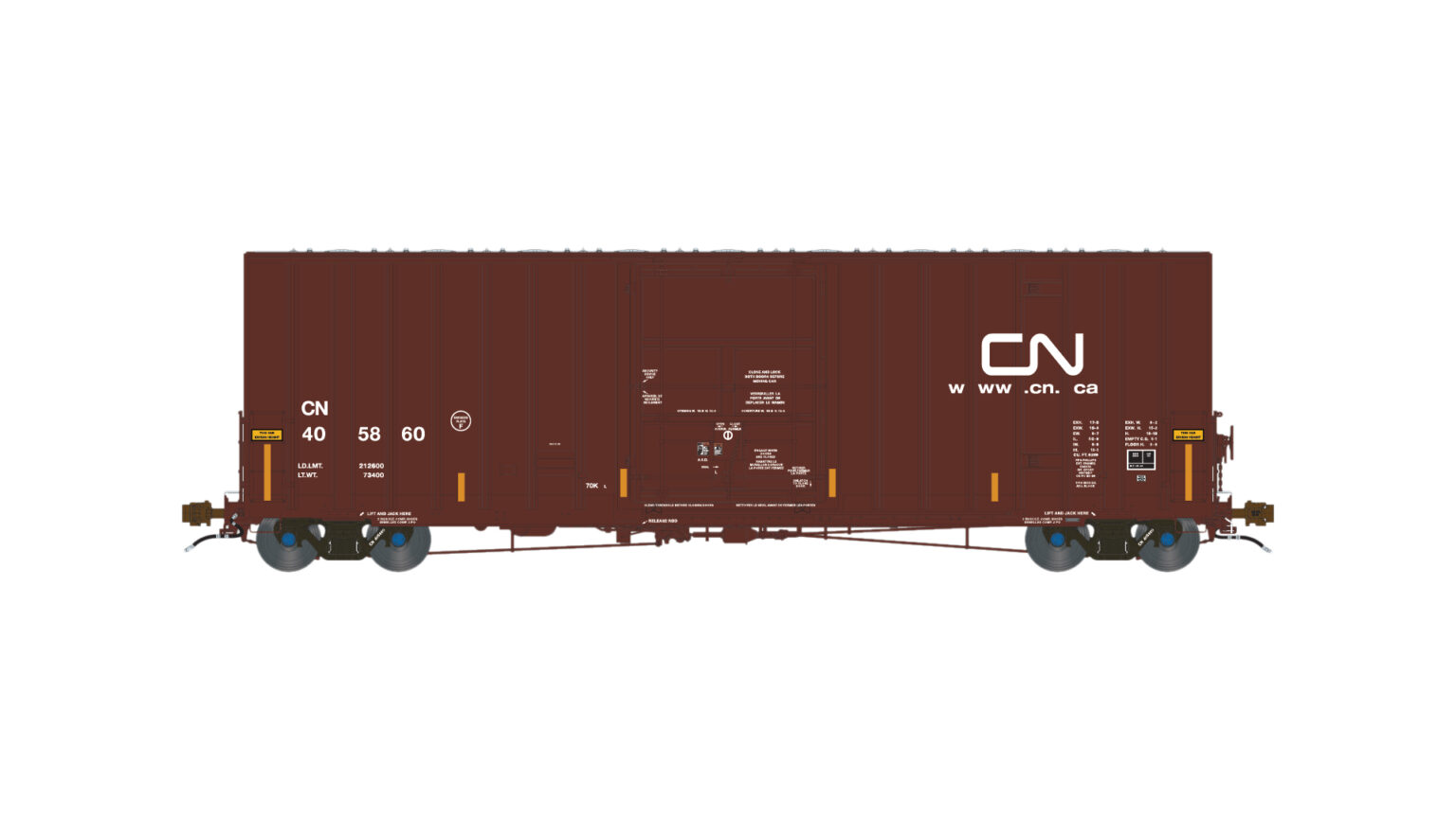Aurora Miniatures 317010  HO Transcona Shops 50' Plate F Boxcar, CN #405860 (2004 Delivery w/ Stripes)