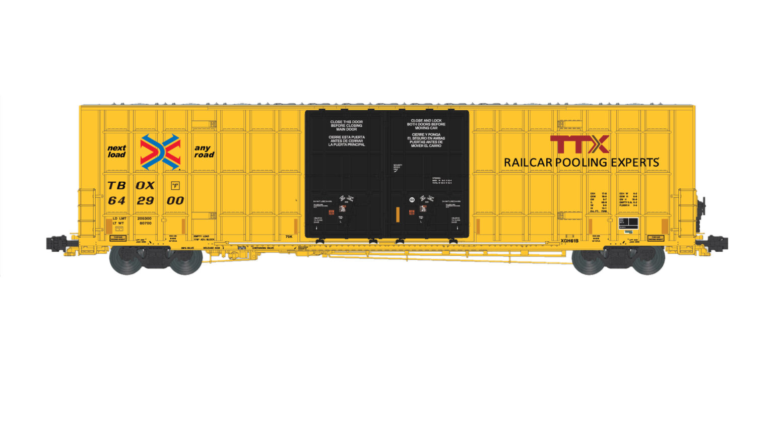 Aurora Miniatures 602002  N Greenbrier 7550 cf 60' Plate F Boxcar - TBOX #642906 (XGH61B)