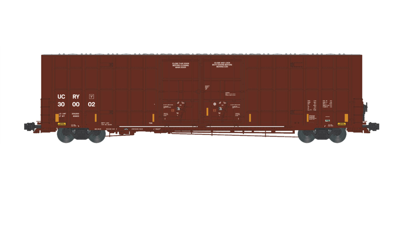 Aurora Miniatures 602055  N Greenbrier 7550 cf 60' Plate F Boxcar - UCRY #300002